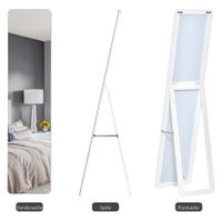 Standspiegel frei stehend oder an der Wand montiert stabil für Kiefernholz MDF Weiß 37 x 43 x 156cm