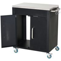 Küchenwagen mit Rollen, Servierwagen, Küchentrolley mit Schrank, Haken und Edelstahlgriffe, Rollwagen, Küchenhilfe, Schwarz, 86 x 50 x 86,5 cm