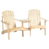 Adirondack Gartenstuhl mit Schirmloch Tisch 2 Sitzer Massivholz Natur