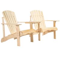 Adirondack Gartenstuhl mit Schirmloch Tisch 2 Sitzer Massivholz Natur