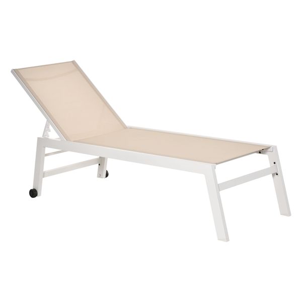 Sonnenliege Gartenliege 5-stufige Rückenlehne Aluminium Cremeweiß