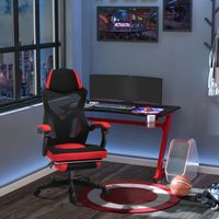 Ergonomischer Bürostuhl Gaming Stuhl Drehstuhl mit Fußstütze Schwarz