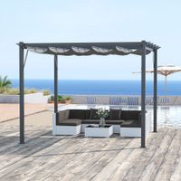 Pergola Pavillon Überdachung mit Schiebedach Garten 3x3m Alu Grau