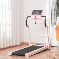 Laufband Klappbar elektrisch 400 W 1-12 km/h 1,5HP LCD-Display Handyhalterung geeignet für Home Gym Indoor Fitness Rosa 134 x 60 x 118 cm