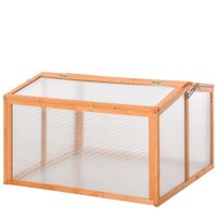Frühbeet Treibhaus Gewächshaus Frühbeetkasten Pflanzenbeet mit Abdeckung aus Holz und Polycarbonat wetterfest Orange 90 x 80 x 58 cm
