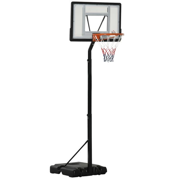 Basketballständer mit Rädern rollbar 260-310 cm höhenverstellbar Basketballkorb mit Ständer geeignet für den Außen- und Innenbereich Stahl Kunststoff Schwarz