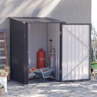 Gerätehaus mit Pultdach 1 x 1 m Metall Gartenhaus 0,92m² Stahl Grau