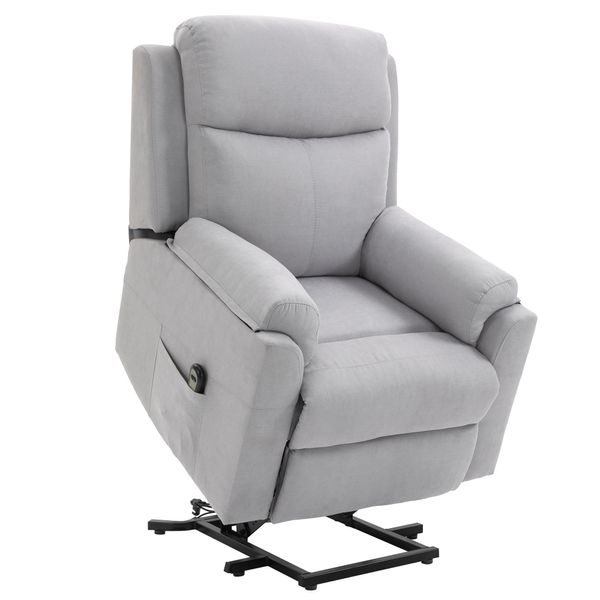 elektrischer Aufstehsessel Sessel mit Aufstehhilfe für Senioren Leinen-Touch Grau 83 x 89 x 102 cm