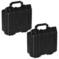 2er-Set Werkzeugkoffer Leer mit Werkzeugkiste Griff Schwarz 26 x 22 x 12 cm