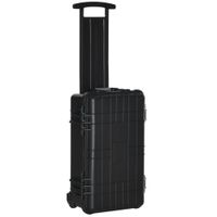 Werkzeugkoffer mit Rollen Leer Werkzeugkiste 2 Griffe Schaumstoff Werkzeugtrolley wasserdichter Rollkoffer mit ausziehbarem Teleskopgriff Kunststoff Silikagel Schwarz 55 x 35 x 22 cm