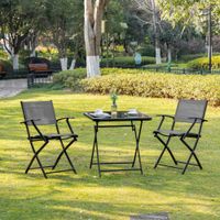 Sitzgruppe klappbar 3tlg. Balkonset Balkonmöbel 1 Tisch+2 Stühle Metall Mesh Schwarz+Grau