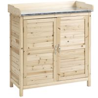 Gartenschrank Holz Geräteschrank Schrank mit 2 Einlegeböden Natur