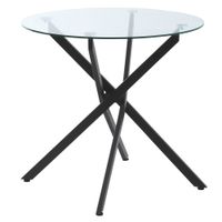 Beistelltisch mit Sicherheitsglas runder Couchtisch Metall Schwarz 80 x 80 x 75 cm