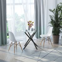 Beistelltisch mit Sicherheitsglas runder Couchtisch Metall Schwarz 80 x 80 x 75 cm
