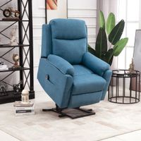 elektrischer Aufstehsessel Sessel mit Aufstehhilfe für Senioren Leinen-Touch Blau 83 x 89 x 102 cm
