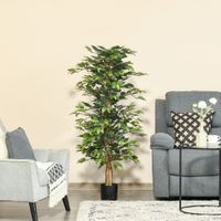 künstliche Pflanzen 150 cm künstlicher Ficus-baum Kunstpflanze Zimmerpflanze Dekopflanze Büropflanze Kunststofftopf für drinnen und draußen