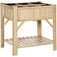 Hochbeet Holz mit 6 getrennten Anbauflächen Natur 78,5 x 58 x 81 cm