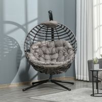Hängesessel Hängekorb mit Gestell für 2 Personen mit Kissen Korb faltbar Stahl 126 x 118 x 172 cm