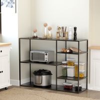 Standregal Bücherregal mit 5 offenen Fächern Küchenregal Metall Schwarz 120 x 35 x 87,5 cm