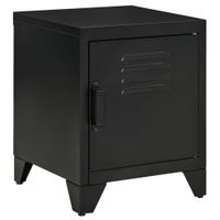 Nachttisch Nachtschrank Schlafzimmer Beistelltisch mit verstellbarem Regal Tür Nachtkommode Industriedesign Metall Schwarz 50 x 40 x 47,5 cm