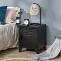 Nachttisch mit verstellbarem Regal Tür Industriedesign Metall Schwarz 50 x 40 x 47,5 cm