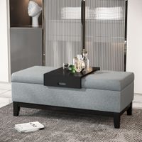 Sitzbank Sitzhocker belastbar bis 120 kg mit Tablett Dunkelgrau+Schwarz
