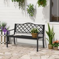 Gartenbank 2-Sitzer Terrassenbank Schwarz 128 x 58,5 x 89 cm