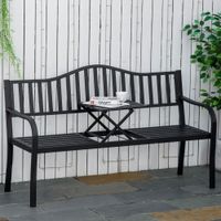Gartenbank mit ausziehbarem Tisch für 2 Personen Parkbank aus Metall