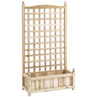 Pflanzkasten Blumenständer Rankgitter Rankkasten Rosenbogen mit Leckage-Löcher Garten Holz Naturholz 64 x 28 x 120 cm