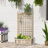 Pflanzkasten Blumenständer Rankgitter mit Leckage-Löcher Garten Holz Naturholz 64 x 28 x 120 cm