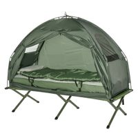 Campingbett Set Zelt mit Schlafsack Matratze 4 in 1 faltbar Dunkelgrün