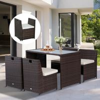 Polyrattan Gartenmöbel Rattan Essgruppe Gartenset Sitzgruppe Sofa Garnitur inkl. Kissen Alu