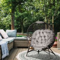 Papasansessel Gartenstuhl 1 sitzer Korb-Stuhl mit Kissen Korb faltbar