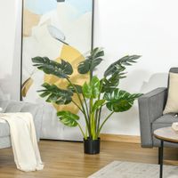 künstliche Pflanzen 110 cm künstlicher Monstera Kunstpflanze Zimmerpflanze Dekopflanze Büropflanze Kunststofftopf für drinnen und draußen