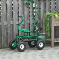 Gartenwagen mit Rollsitz bis 150 kg steuerbar Sitzhöhe 46-59 cm Metall Gummi Grün