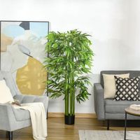 künstliche Pflanzen groß 160 cm Bambus Kunstpflanze Zimmerpflanze Büropflanze Kunststofftopf für drinnen und draußen
