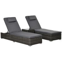 Poly-Rattan Sonnenliege Gartenliege mit Beistelltisch Verstellbar Alu