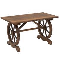 Gartentisch, Balkontisch, Holztisch, Räderform, Witterungsbeständig, Massivholz, Natur, 113 x B60 x H65 cm