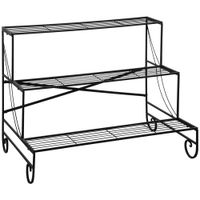 Blumenregal aus Metall 3 Stufen Pflanzenregal Blumentreppe Blumenständer für innen und außen Garten Balkon Schwarz 95 x 63 x 72 cm