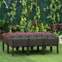 Hochbeet 6-teiliger Pflanzkasten mit Abflusslöchern Rattan-Look DIY