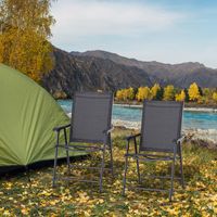 Klappstuhl mit Armlehne 2er Set Campingstuhl Angelstuhl Metall Schwarz 58 x 64 x 94 cm