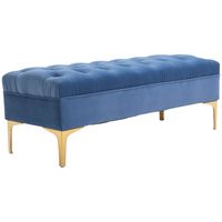 Sitzbank Bettbank Schuhbank mit erhöhten Beine Schlafzimmer Samt Blau