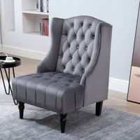 Einzelsessel Ohrensessel Relaxsessel mit Tufting erhöhte Beine Samtstoff Grau 67 x 70,5 x 97 cm