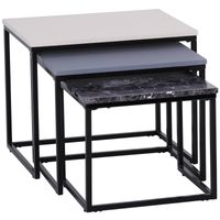 3er Set Couchtisch Stapeltisch Beistelltisch Kaffeetisch Metallfuß MDF 3 Farben 55 x 40 x 45 cm/48 x 37 x 40 cm/41 x 34 x 35 cm