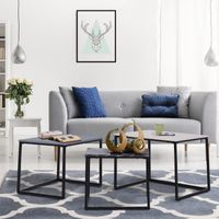 3er Set Couchtisch Metallfuß MDF 3 Farben 55 x 40 x 45 cm/48 x 37 x 40 cm/41 x 34 x 35 cm