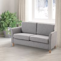 2-Sitzer Sofa abnehmbar mit Kissen 200 kg-Belastbarkeit Schaumstoff Hellgrau 141 x 70 x 78 cm