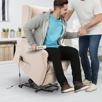 Aufstehsessel Fernsehsessel mit Aufstehhilfe elektrisch Liegefunktion Leinen Creme 72,5 x 94 x 109cm