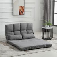 Bodenstuhl 2-in-1 Bodensessel Bett mit Rückenlehne Verstellbar Grau