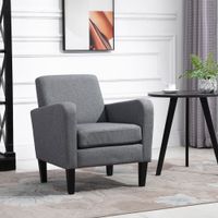Einzelsessel Relaxsessel Einzelstuhl Polstersessel Holzfüße Leinenstoff Hellgrau 66 x 72 x 74 cm