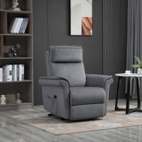 Sessel mit Aufstehhilfe elektrisch mit Liegefunktion Leinen-Touch Stahl Grau 86x95x106cm